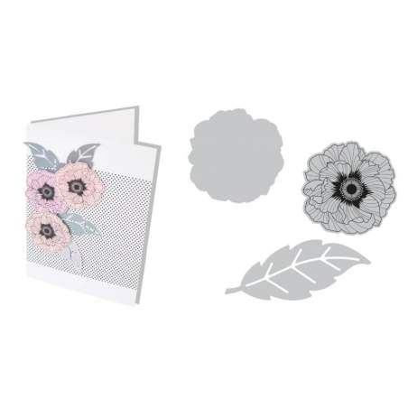 Framelits Die Set 2PK w/Stamps Folk Flower Sizzix - Big Shot - 1