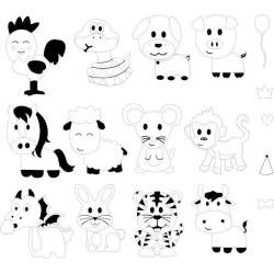 Sizzix, Thinlits Set di 17pz - Animali dello Zodiaco Cinese con Timbrini Sizzix - Big Shot - 2