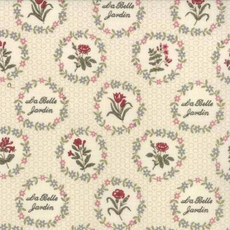 Moda Fabrics French General, Tessuto Crema con Fiori e Ghirlande Moda Fabrics - 1