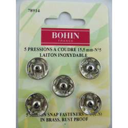 Bohin, Bottoni Automatici a Pressione Argento - da 15,5 mm