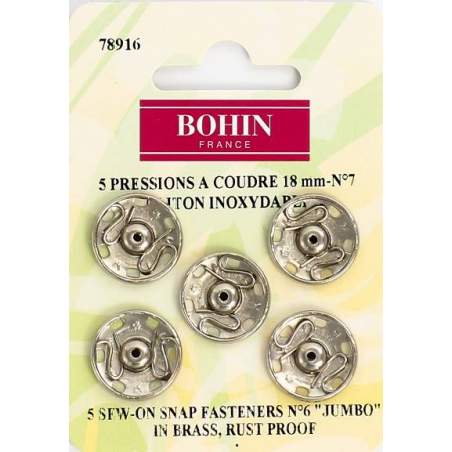 Bohin, Bottoni Automatici a Pressione Argento - da 18 mm