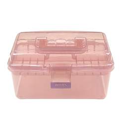 Bohin, Valigetta Organizer Porta Attrezzi per il Cucito con 1 Ripiano, Rosa  - cm 26 x 15 x 14