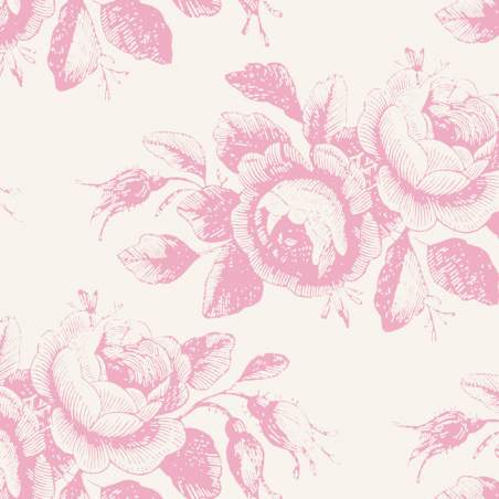 Tilda 110 Old Rose Mary, Tessuto con Rose Stilizzate su Rosa Tilda Fabrics - 1