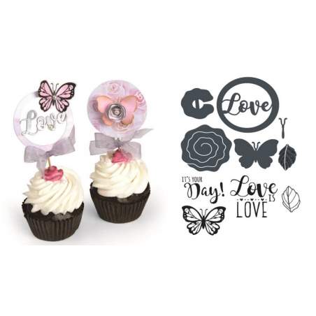 Framelits Die Set w/Stamps Cupcake Topper by David Tutera Sizzix - Big Shot - 1