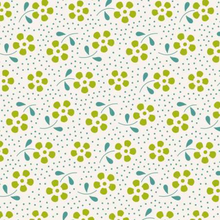 Tilda 110 Meadow Basics Green, Tessuto con Fiori Verdi su fondo chiaro Tilda Fabrics - 1