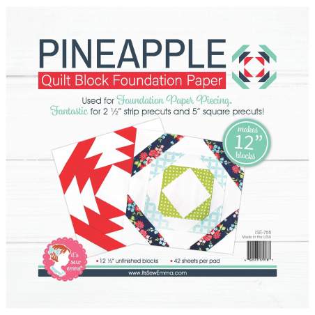 Pineapple da 12 pollici - Blocco Quilt per Foundation Paper Piecing It's Emma - 1