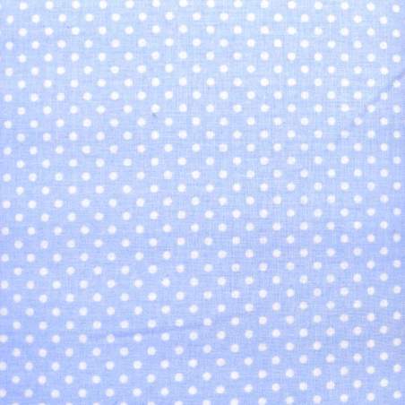 Tessuto Stampato Fondo Azzurro con piccoli Pois Bianchi, h145 Roberta De Marchi - 1