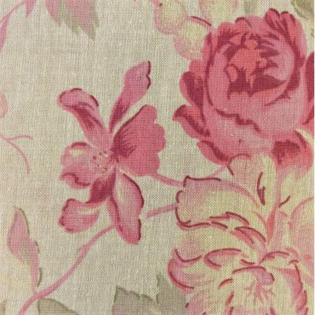 Mas d'Ouvan, Tessuto misto Lino Beige con Grandi Rose Mas D’Ouvan - 1