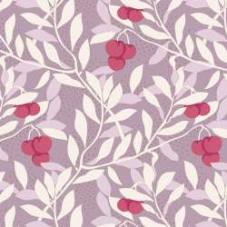 Tilda Maple Farm Cherrybush Mauve, Tessuto Viola Malva con Ciliegie e Rami Tilda Fabrics - 1