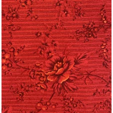 RJR, Collezione Roses de Noel, Tessuto Bordeaux con Fiori RJR - 1