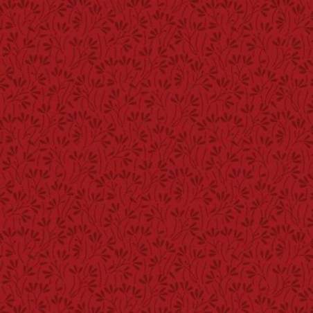 Wilmington Prints Essentials, Tessuto Rosso con Foglie Rosso Scuro