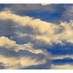 Wilmington Prints Mustag Meadows by Nancy Grazier, Tessuto Azzurro con Grandi Nuvole Bianche Wilmington Prints - 1