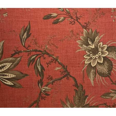 Moda Fabrics Josephine by French General, Tessuto Fondo Rosso con Foglie e Fiori Moda Fabrics - 1