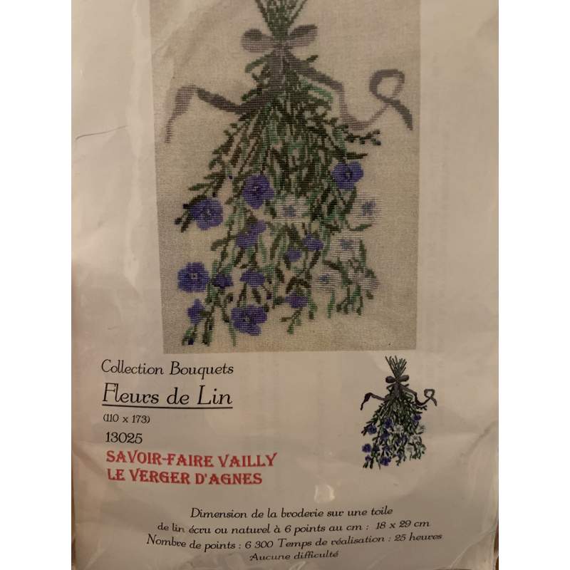 Fleurs de Lin, Kit Punto Croce Savoir- Faire Vailly Le Verger D'Agnes - 1