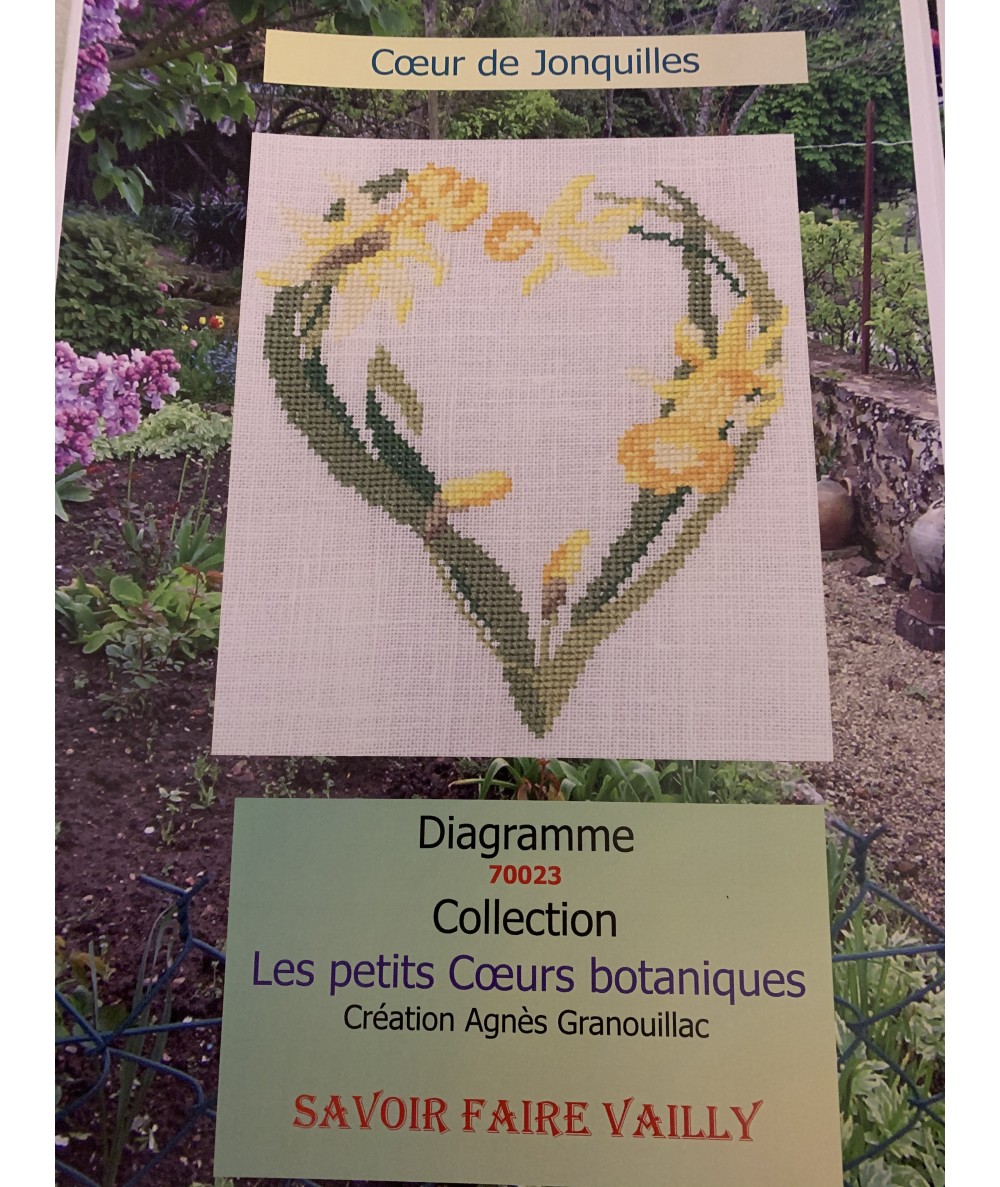 Coeur de Jonquilles, Schema Punto Croce Savoir- Faire Vailly Le Verger D'Agnes - 1