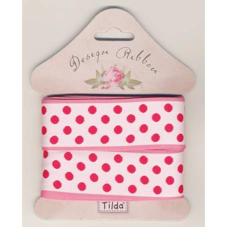 Tilda Nastro a Pois Rosa da 25 mm x 3 metri Tilda Fabrics - 1