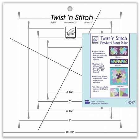 Squadretta Twist 'n Stitch Ruler di June Tailor, Mascherina per tagliare con precisione