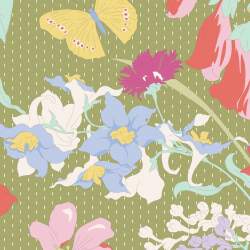 Tilda Gardenlife, Tessuto Verde con Fiori e Uccelli Tilda Fabrics - 2