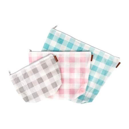 Gingham on the Go 3 Piece Project Bag Set, Set 3 Bustine Portalavoro