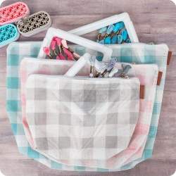 Gingham on the Go 3 Piece Project Bag Set, Set 3 Bustine Portalavoro It's Sew Emma - 3