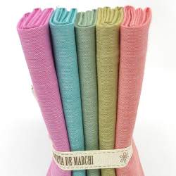 Tilda Chambray Basics, 5 Fat Quarter 50 x 55 cm - Verde e Rosa Tilda Fabrics - 1