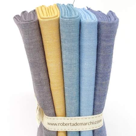 Tilda Chambray Basics, 5 Fat Quarter 50 x 55 cm - Blu e Giallo Tilda Fabrics - 1