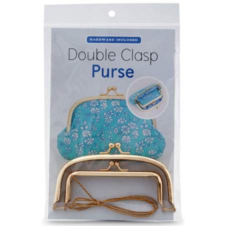 Double Clasp Purse, Cartamodello e Chiusura Doppia per Pochette in Oro Rosa, 18 cm