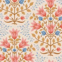 Tilda Windy Days Breeze Coral, Tessuto Panna con Fiori Corallo e Foglie Marroni Tilda Fabrics - 2