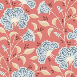 Tilda Windy Days Stormy Coral, Tessuto Corallo con Fiori Azzurri Tilda Fabrics - 2