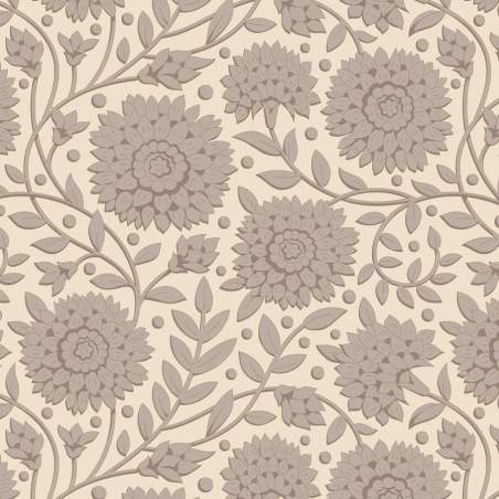 Tilda Windy Days Aella Grey, Tessuto Panna con Fiori Grigio