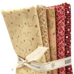 5 Fat Quarter 50 x 55 cm Nocciola e Amarena, EQP New Vintage