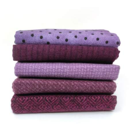 Pacchettino di Flanella, 5 Tessuti 45 x 55 cm, Purple Love