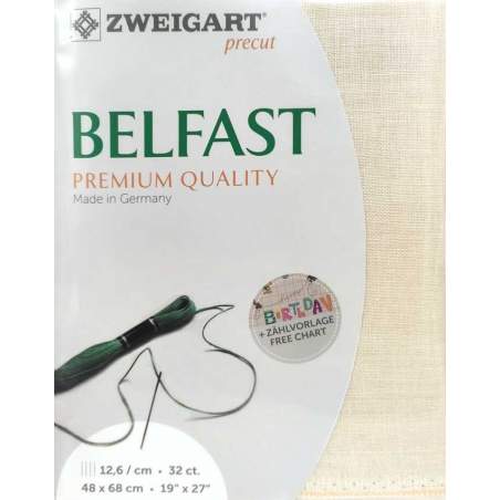 Puro Lino da Ricamo Solido Panna, fili contati 32ct - Zweigart Belfast Zweigart - 1