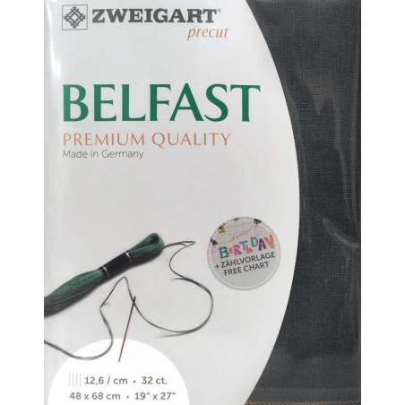 Puro Lino da Ricamo Solido Blu, fili contati 32ct - Zweigart Belfast Zweigart - 1