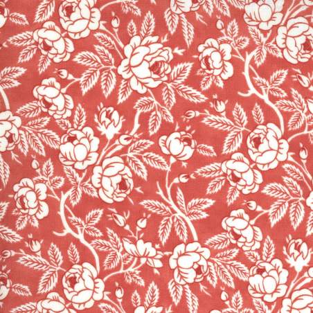 Moda Fabrics Sanctuary, Tessuto Corallo con Grandi Fiori Bianchi Moda Fabrics - 1