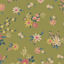 Tilda Chic Escape Daisyfield Green, Tessuto Verde con Campo di Margherite Tilda Fabrics - 2