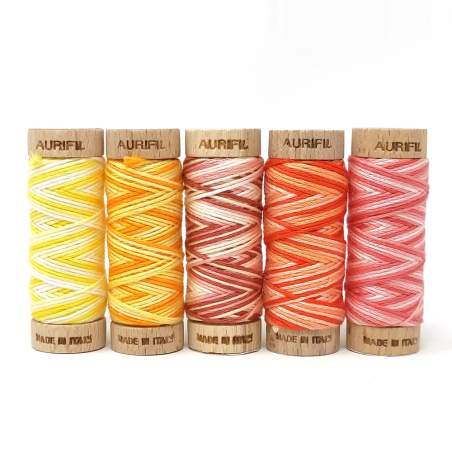 Aurifil, Set di 5 Spolette Aurifloss Tonalità Giallo, Arancio e Rosso Aurifil - 1