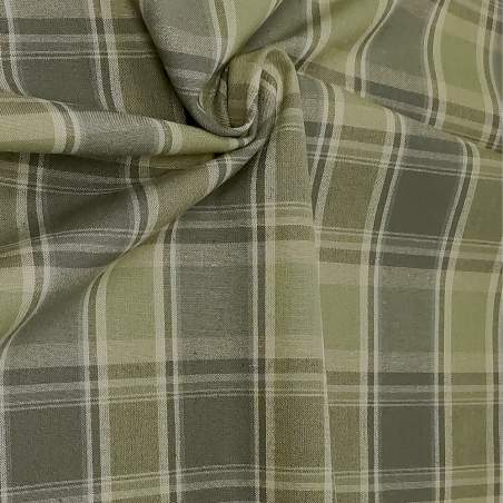 Marcus Fabrics , Tessuto Giapponese Tinto in Filo, Verde Oliva, beige e grigio a strisce Marcus Fabrics - 1