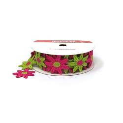 Simplicity, Nastro Fiori Fucsia e Verde - Altezza 22,22 mm Lunghezza 1,2 mt Simplicity - 2