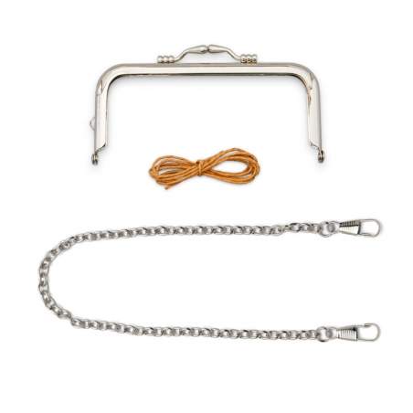 Retro Mini Purse Extra Clasp, Chiusura Metallo Argento 12,5 cm con Catena 38 cm Zakka Workshop - 1