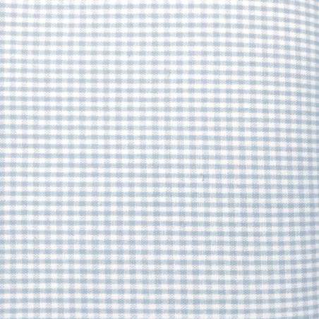 Tessuto Tinto in Filo Fondo Bianco con piccoli Quadretti Azzurro Polvere, h160 Roberta De Marchi - 1