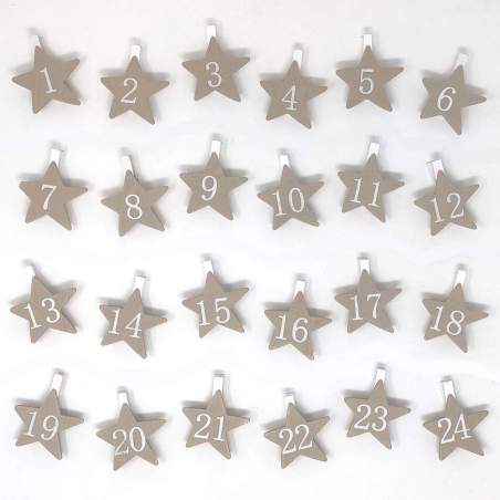 Pinzas para Calendario de Adviento con Estrellas Crudas Roberta De Marchi - 1