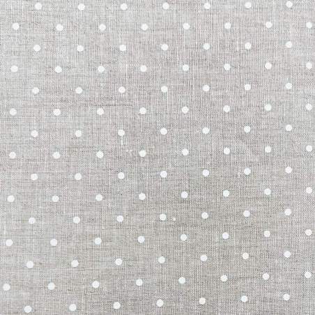 Tessuto 100% Lino, Beige con Piccoli Pois Bianchi Roberta De Marchi - 1