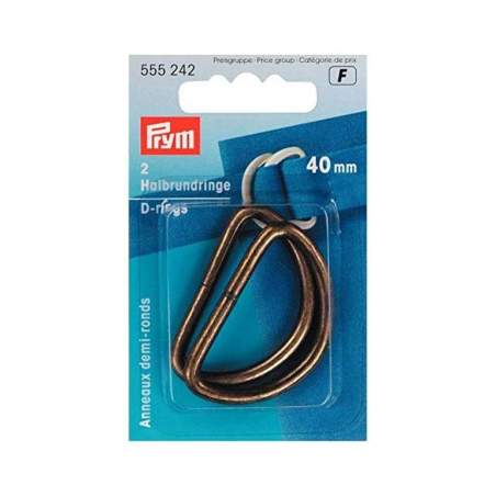 Prym, Anelli Semicircolari Ottone Antico 40 mm - 2 Pezzi