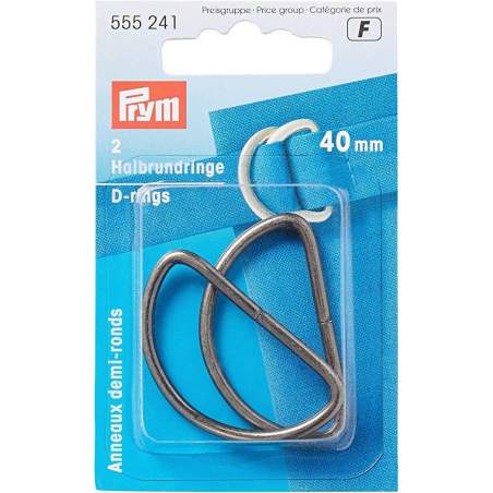 Prym, Anelli Semicircolari Argento 40 mm - 2 Pezzi