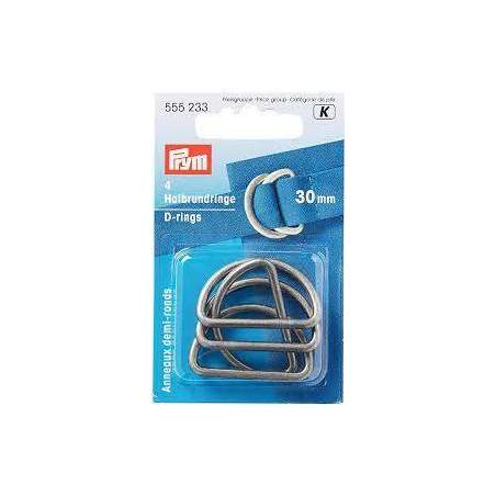 Prym, Anelli Semicircolari Argento 30 mm - 4 Pezzi