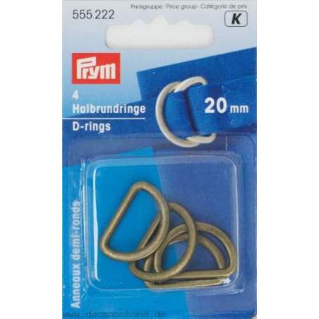 Prym, Anelli Semicircolari Brunito 20 mm - 4 Pezzi