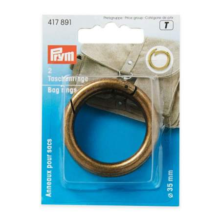 Prym, Anelli per Borse Color Bronzo 35 mm - 2 Pezzi