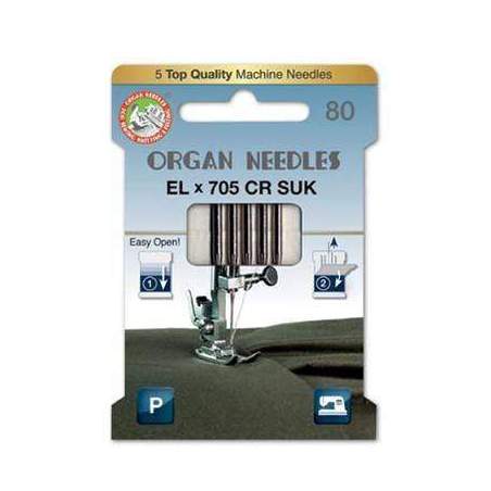 Aghi EL x705 Chromium SUK da 80 per Punti di Copertura, EcoPack da 5 Aghi Organ Needles - 1