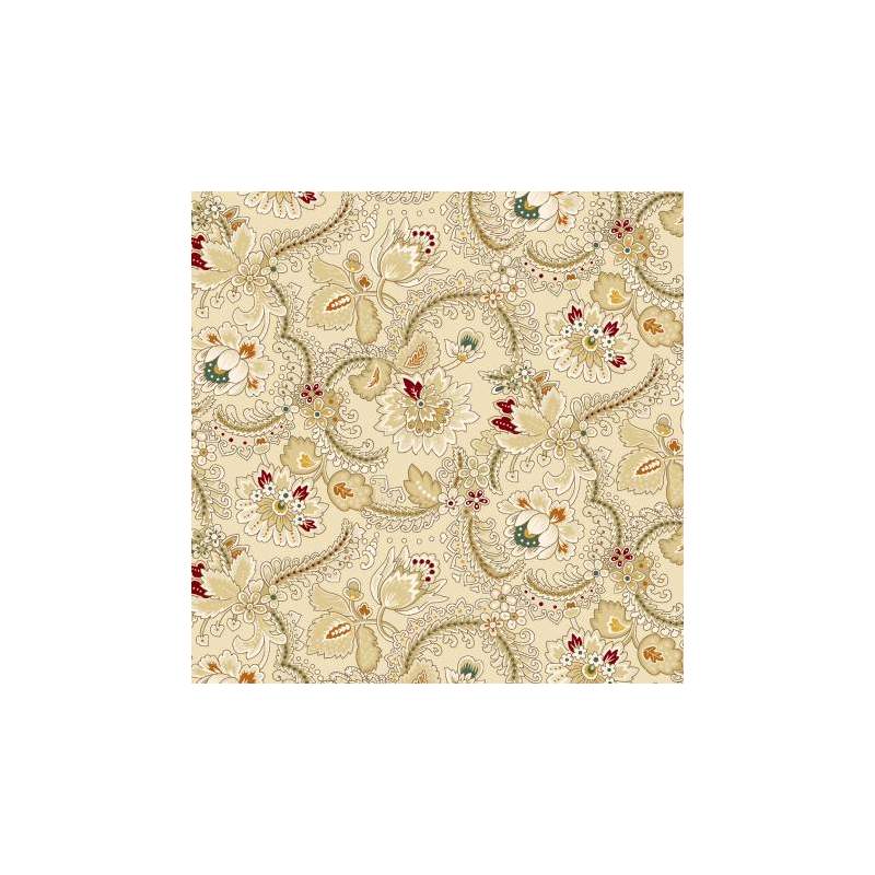 Henry Glass, Linen Stylized Foulard 108 Beige di Kim Diehl, Tessuto per Retro Quilt Beige con disegni foulard Henry Glass - 1